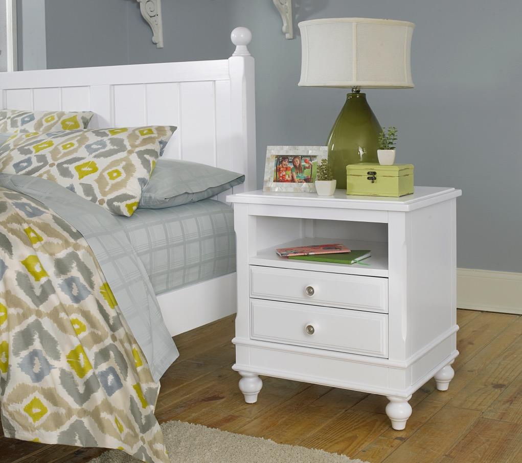 Nightstand with open top shelf and drawer